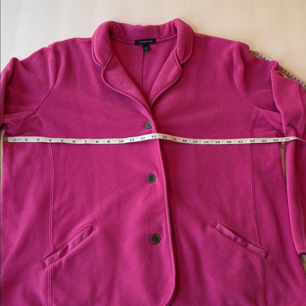 Lands’ End Pink Fleece Sweatshirt Cardigan Jacket. Size XL - Picture 4 of 5